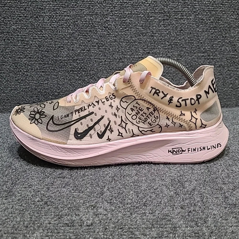 Nike Nathan Bell x Zoom Fly SP Doodles Size 10.5 AT5242-100 Men's Pink Sneakers